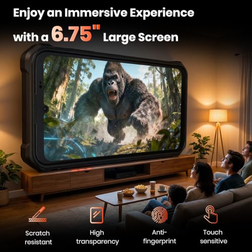 Image of FOSSIBOT F117 4G Rugged Phone Unlocked, 24GB+256GB+2TB,10600mAh Battery Waterproof Phones,Android 15 Rugged Cell Phone, 6.745 inch HD+ 1.32-inch IPS Smartphone,50MP+16MP+5MP Rugged Phone(2026 Orange)