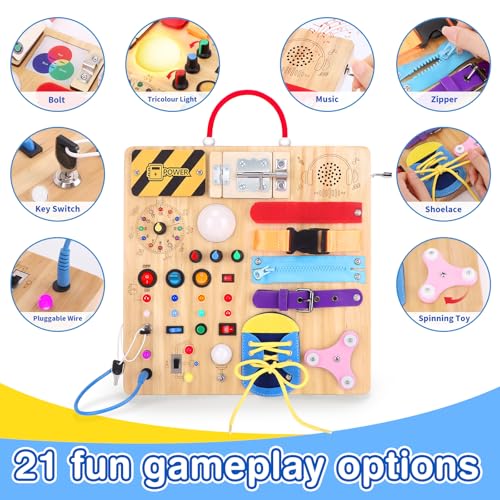 Image of Grarain Busy Board for Toddlers - Montessori Educational Toy for 1-3 Year Old Boys & Girls | Travel-Friendly Sensory Learning Activity | Ideal for Kids with Autism(Busy Board v3)