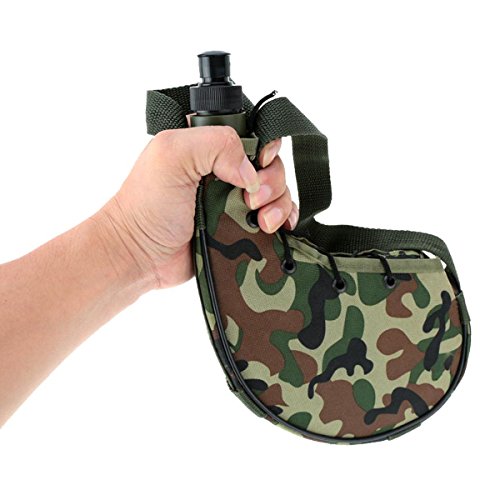 LKXHarleya 800ml Outdoor Military Canteen Water Bottle with Belt and Cover Tactical Camo Water Bottle Pouch Bag for Camping,Hiking,Climbing,27 OZ