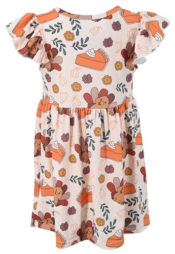 Image of Unique Baby Girls' Short Sleeve Everyday Printed Dresses for Kid and Toddler, Sizes 2T-12Y