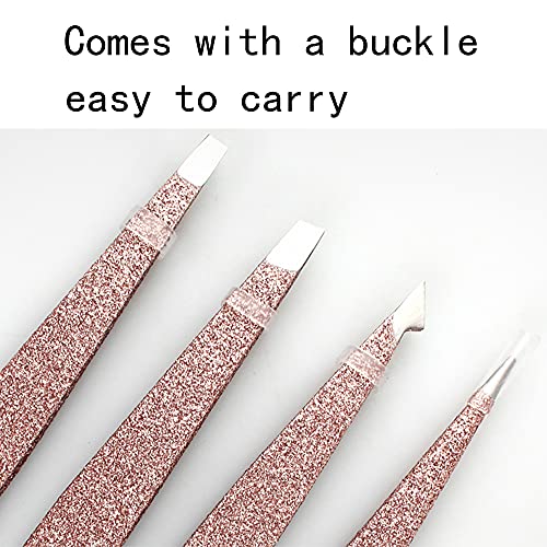 WUBAYI Juego de 4 pinzas profesionales de acero inoxidable para cejas, astillas y depilación encarnada, puntos negros, pestañas - imagen 6