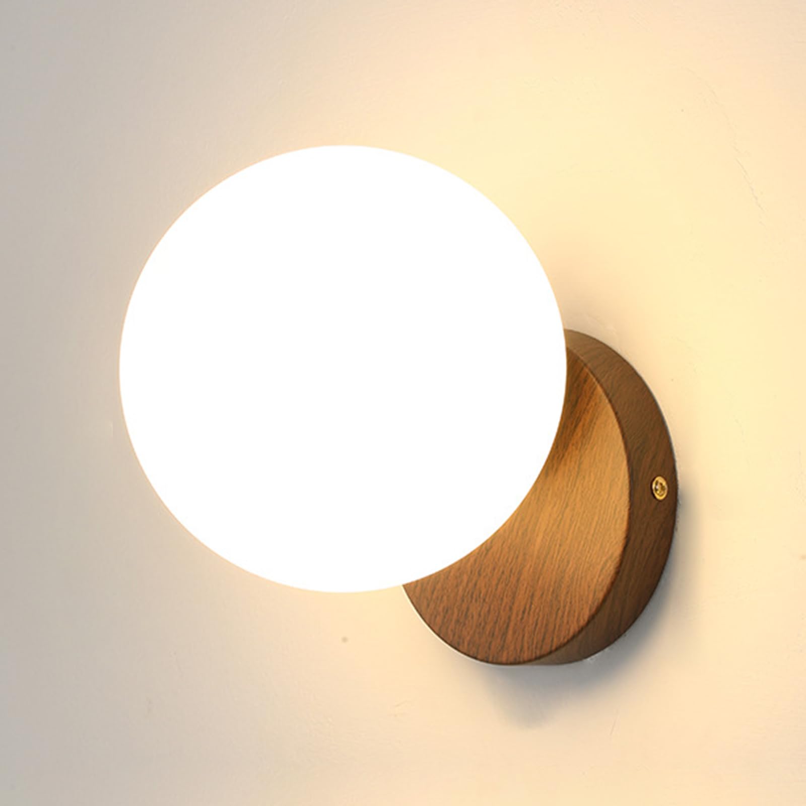 LED Dimmable Wall Sconce, Adjustable 3 Light Colors, Spherical Glass Shade and Metal Base, Wall Mounted Fixture for Bedroom, Hallway, Stairwell