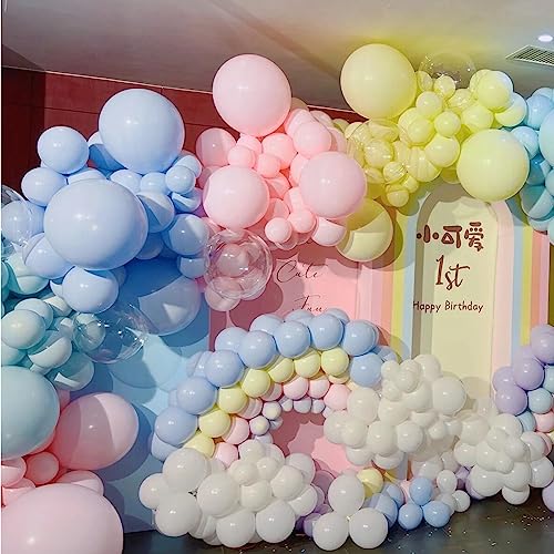 Image of 412pcs Pastel Balloon Garland Arch Kit 18 12 10 5 Inch Different Sizes Macaron Assorted Colors Balloon Latex Colorful Balloons for Baby Shower Girls Birthday Wedding Easter Rainbow Party Decoration