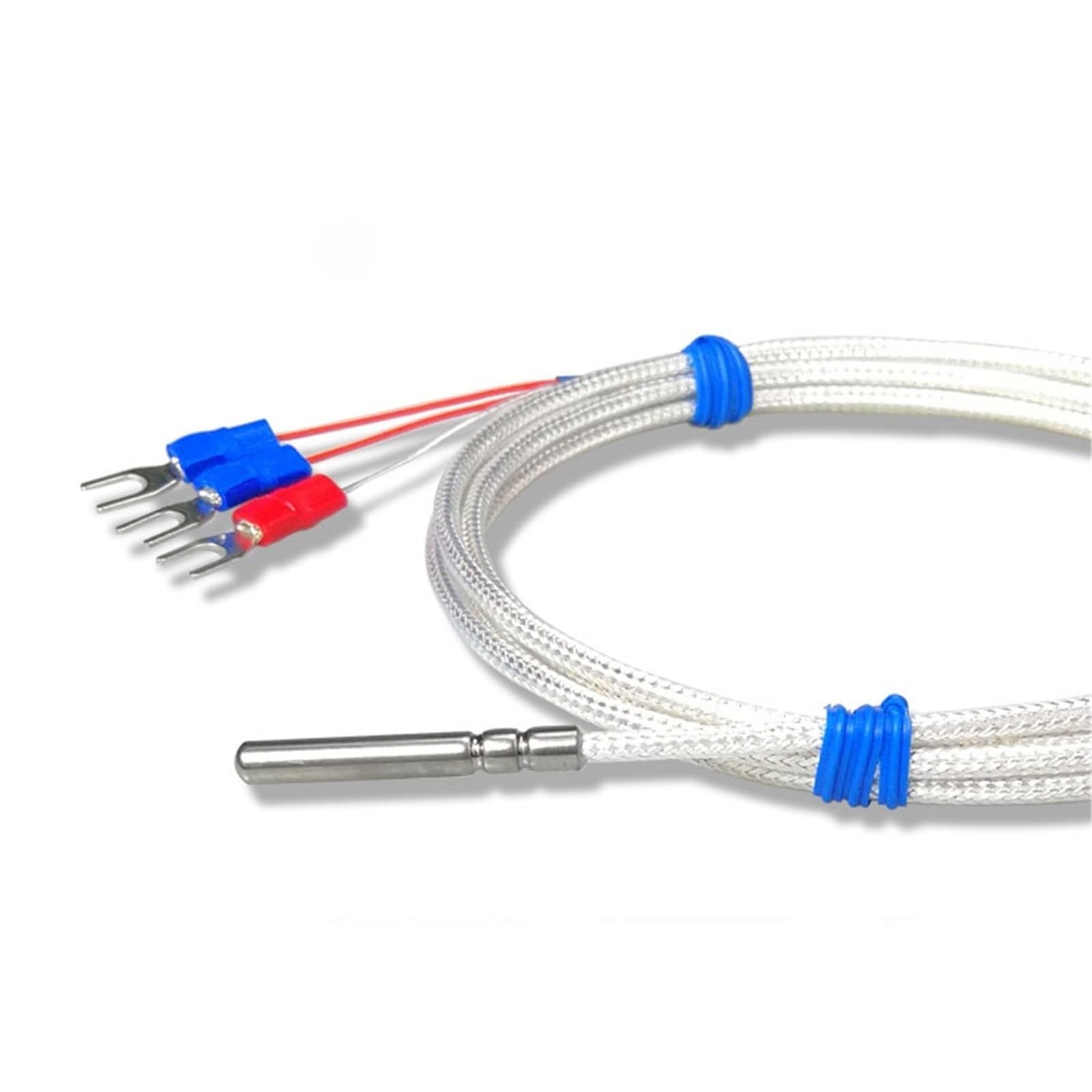 Edelstahl-PT100-Temperatursensor-Thermoelement mit 0,5/1/2/3/4/5 m Kabel zur Erfassung hoher Temperaturen, wasserdicht(PT100 Type 5M)