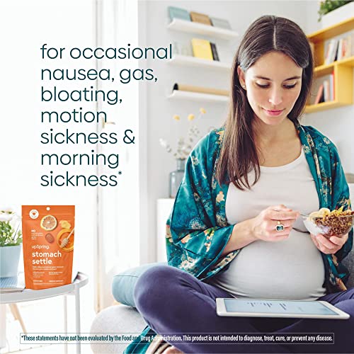 Image of Upspring Stomach Settle Nausea Relief Drops - Fast-Acting Pregnancy Nausea Relief & Morning Sickness Relief with Ginger, Lemon, Spearmint, Honey & B6, Lemon-Ginger-Honey Flavor, 28 Drops