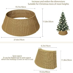Large Christmas Tree Collar 276 Tree Stand Base CoverRustic Handcrafted Tree Ring Woven Tree SkirtChristmas Tree Skirt for Artificial Christmas Trees Decoration Home Decor118 H and 276 W
