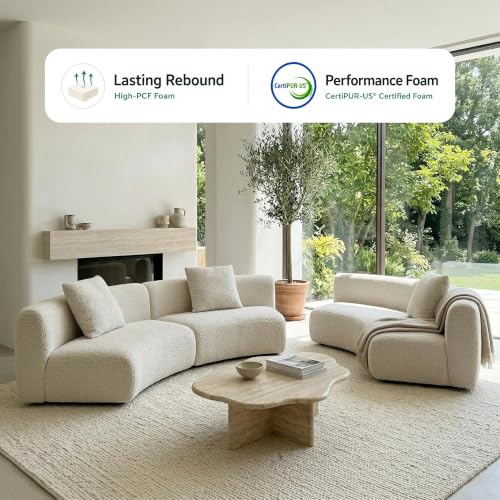 Image of Acanva Formia Boucle Curved Sectional Sofa, Armless Chair, White