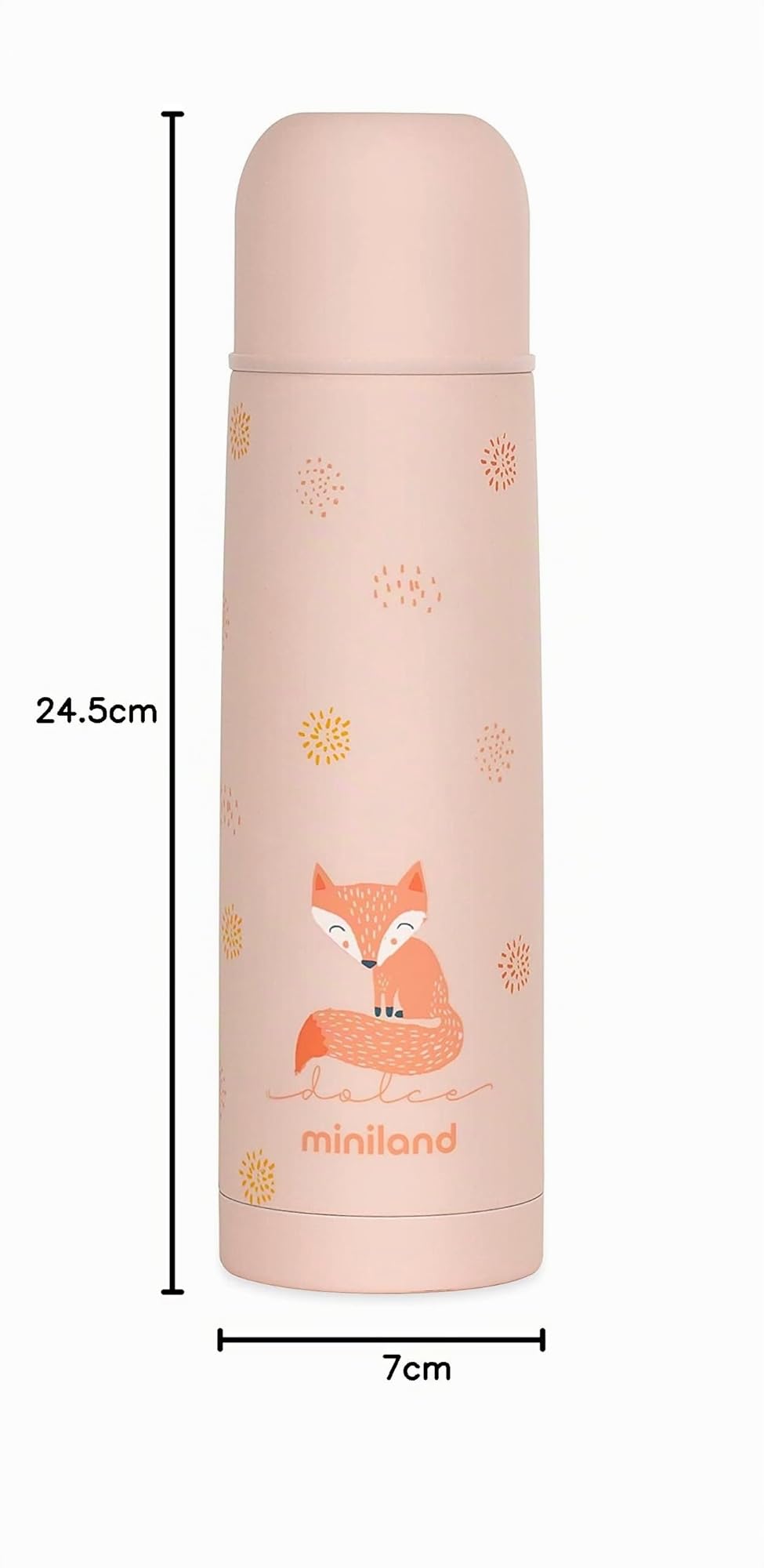 Miniland Borraccia Termica Bambini per Liquidi da 500ml in Acciaio Inossidabile, Mantiene la Temperatura per Oltre 12 ore sia a Freddo e Caldo, Chiusura Ermetica e Sistema Antigoccia | Candy