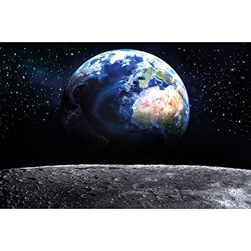 GREAT ART® XXL Poster | 140 x 100 cm | Blick auf die Erde aus dem Weltall | Wandbild Dekoration Welt Mond Sky Planet Galaxy Universum All Kosmos Weltkugel Sterne Fotoposter Wanddeko Bild