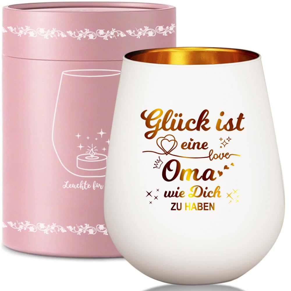 Windlicht Glas mit Geschenkbox, Teelichthalter mit Gravur Spruch Beste Oma Geburtstagsgeschenk, Danke Großmutter Geschenk zum Muttertag Geburtstag Weihnachten (für Oma)