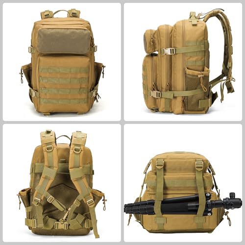 Image of gracedon Tactical Backpack - Military Molle Bag 3 Days Pack for men and Women Large Assault Rucksack 45L (Khaki)