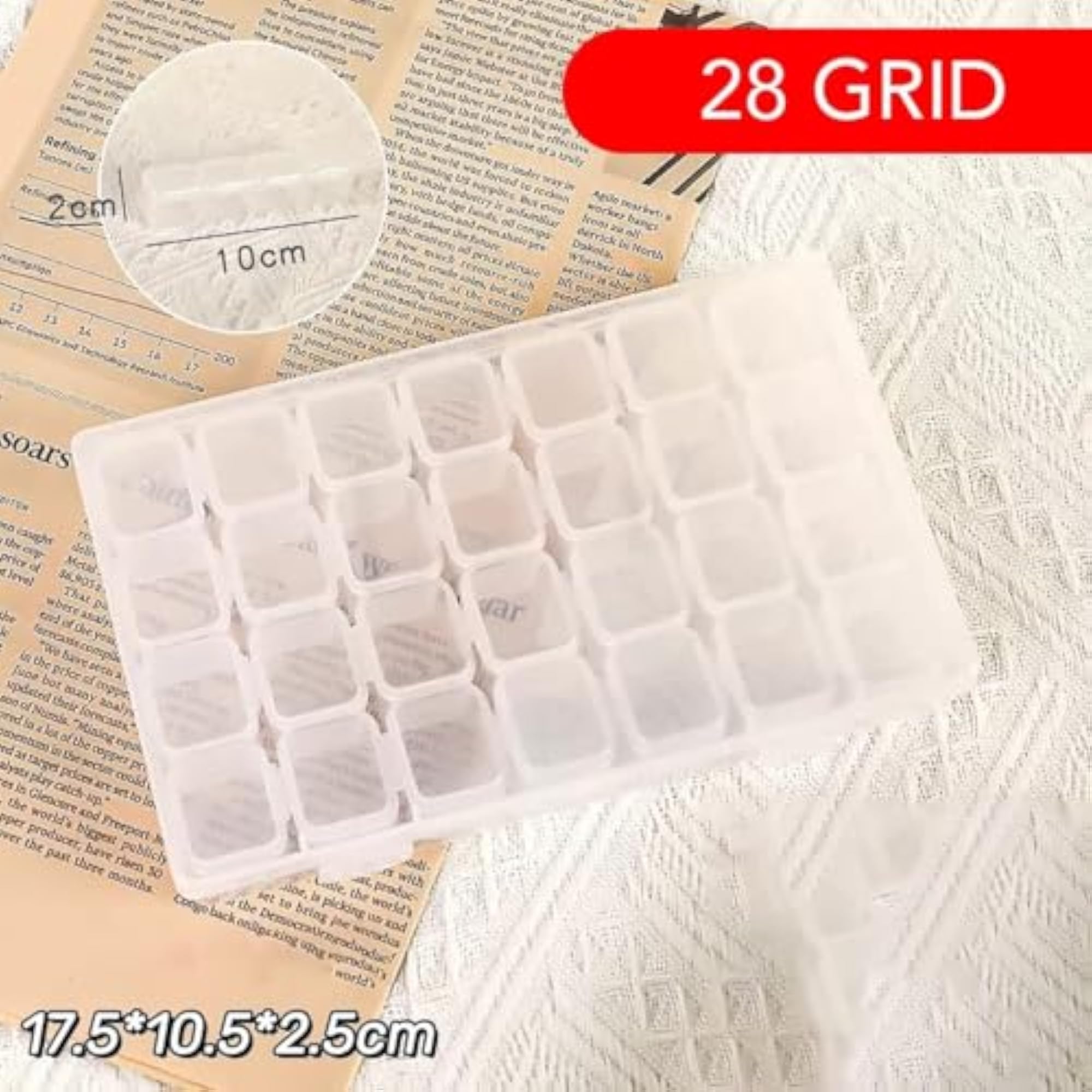 28 Grid Plastic Jewellery Organiser Box, Detachable Storage Case