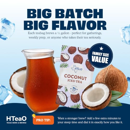 Image of HTeaO Iced Tea Bags - Makes 8 Gallons - Texas Style - Black Tea (Coconut)