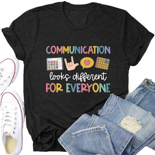 Teacher Shirts for Women Autism Speech Therapy T-Shirt Special Education Mental Health Teacher T-Shirt SLP Graphic Tee Top