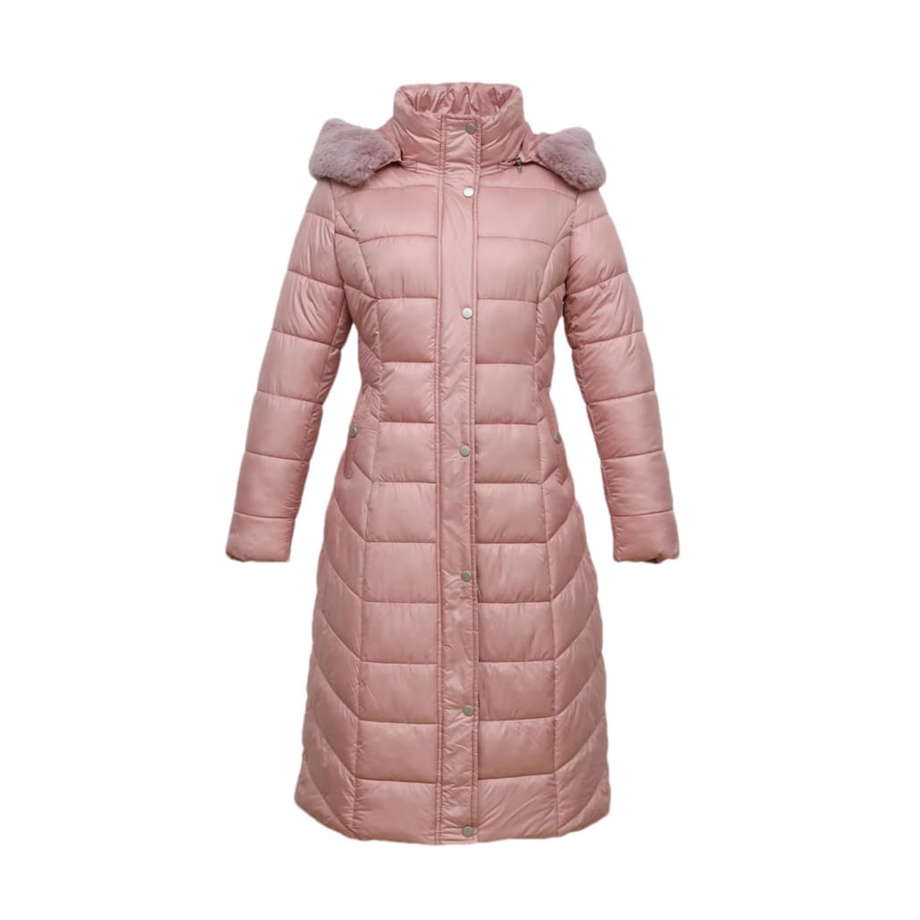 Dninmim Chaqueta larga de invierno para mujer, gruesa y cálida, sobre la rodilla, con capucha desmontable