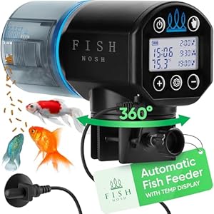 FISHNOSH Automatic Fish Feeder for Aquarium with Digital Thermometer – New Generation 2025, Auto Food Dispenser with Timer for Small Tank & Big Aquariums