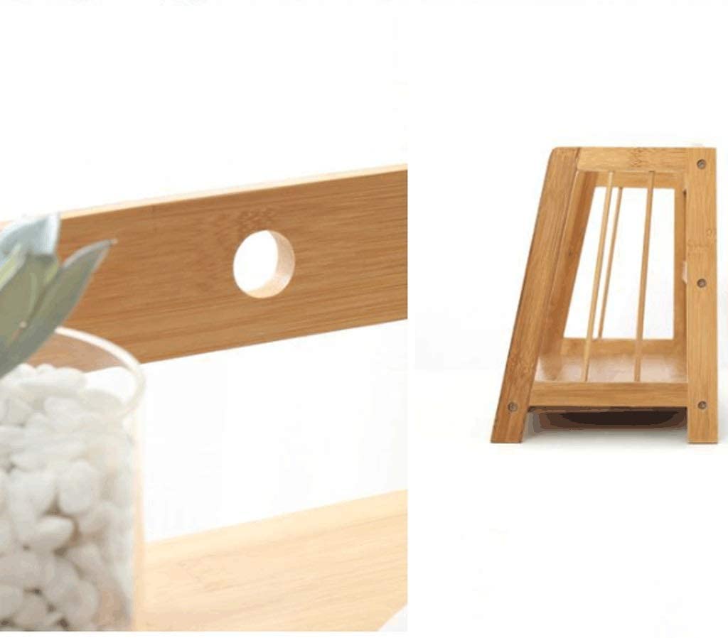 Estantería de escritorio de bambú, estantería pequeña multifuncional Slish para oficina en casa, estante de almacenamiento creativo de 1 nivel, solución organizadora de libros para decoración