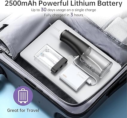 Cordless Water Dental Flosser Teeth Cleaner, 300ML Portable and USB Rechargeable Dental Oral Irrigator, Power Dental Flossers with 4-Modes 4 Jet Tips, IPX7 Waterproof Irrigate for Oral Care