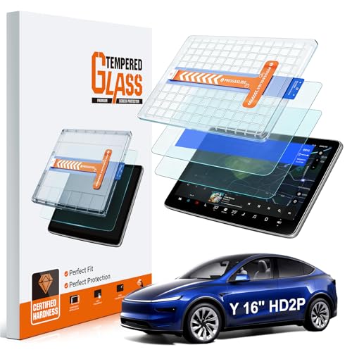 Image of 2-Pack 16 inch+16 inch HD 2026 Tesla Model Y Juniper Screen Protector【Front Only+1 Installation Frame】9H for Refreshed Premium /Performance - 16 inchQHD Touchscreen - 2026 Model Y Premium /Performance Accessories
