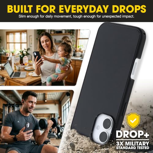 Image of OtterBox iPhone 16 Plus - Symmetry Series Slim MagSafe Case - Black | 3X Military Drop Protection - Slim - Shockproof - Pocket-Friendly - Raised Edges - Anchor Points - Non-Retail Packaging