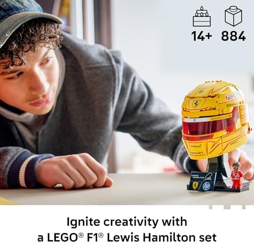 LEGO Editions Scuderia Ferrari HP Lewis Hamilton Helmet - Building Set for Teens, Ages 14+ - Collectible F1 Display - Bedroom or Home Office Decor - Gift for Racing Fans - 43022