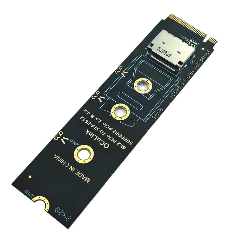 M.2 NVMe PCIe 4.0 to OCuLink SFF-8612 Adapter Card, x4 Host Interface, SFF-8611 4i Compatible