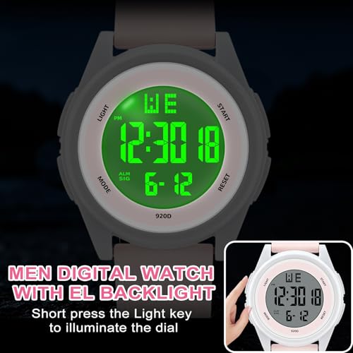Image of Juboos Digital Watch Men Women 50M Waterproof Sports Military | Large Face Wirstwatch with Stopwatch, Alarm, LED Backlight, 12 /24H, Date, Week, Hourly Chime