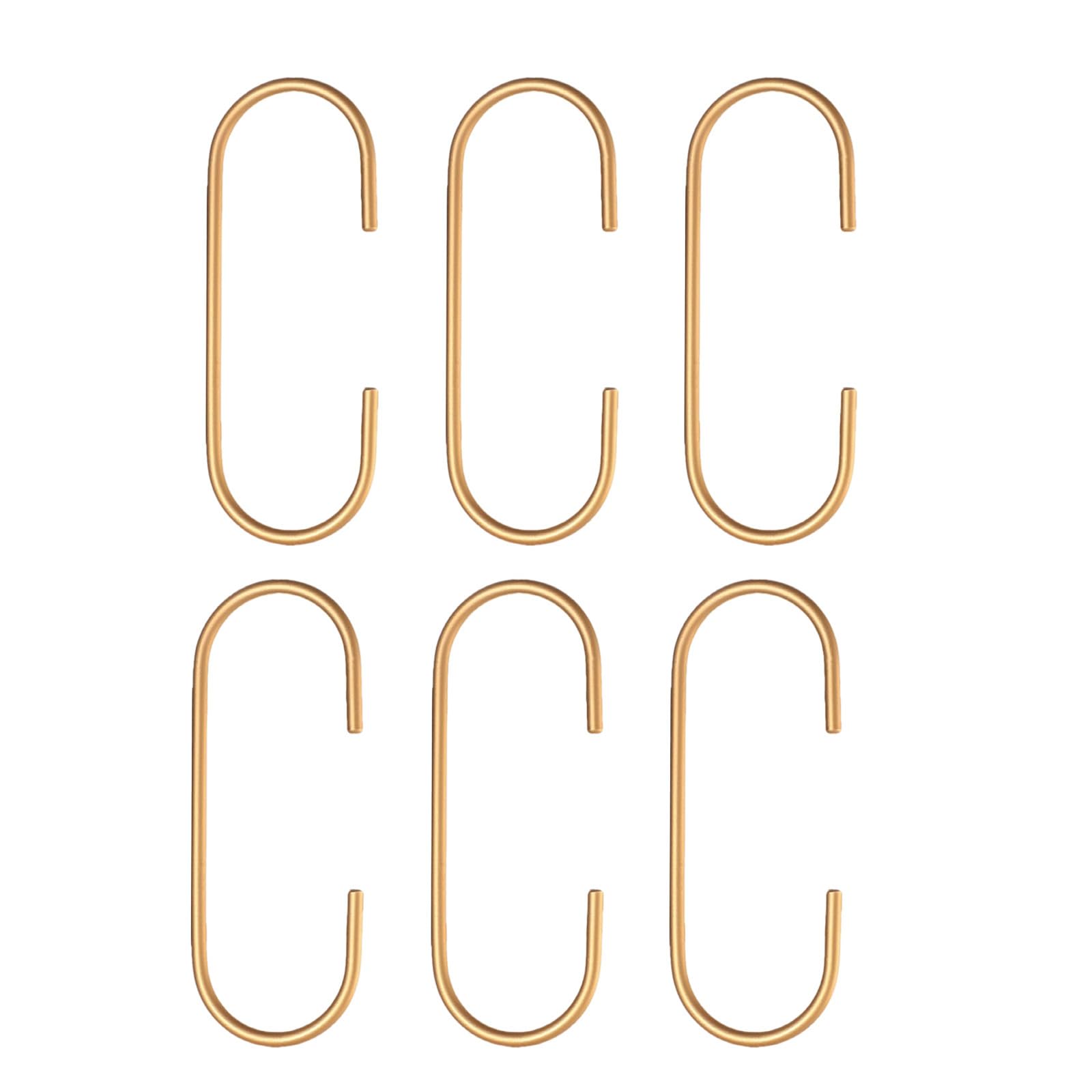 AUXBC Aluminium Alloy C-Shape Hooks, 6 PCS, Heavy Duty Multifunctional Hooks, Gold Closet Accessories for Hanging Clothes, Towels, Shoe Bag, Scarf,