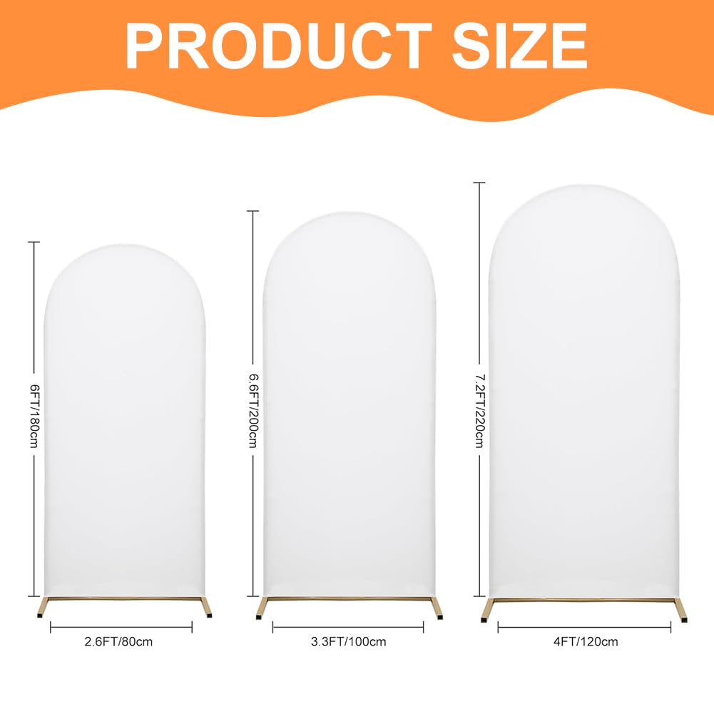 Lot de 3 housses pour arche de mariage, blanc, 180 cm, 200 cm, 220 cm, en élasthanne, housse de fond extensible pour mariages, fêtes d'anniversaire, baptêmes et banquets