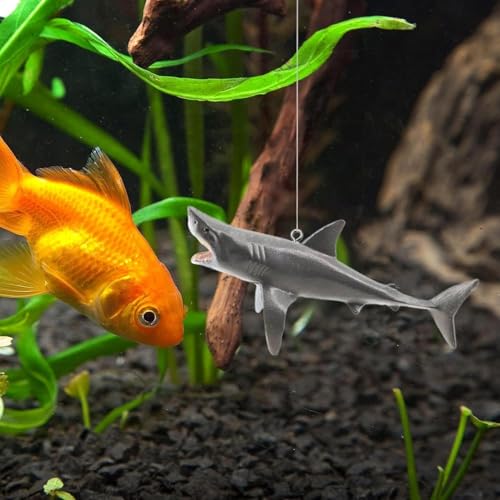 Image of Floating Shark Ornament - Adjustable Aquarium Shark Animal Decor, Shark Pool Decor | Aquarium Floating Shark Ornaments Thematic Ornaments Suitable for Aquarium All Kinds Pet Supplies
