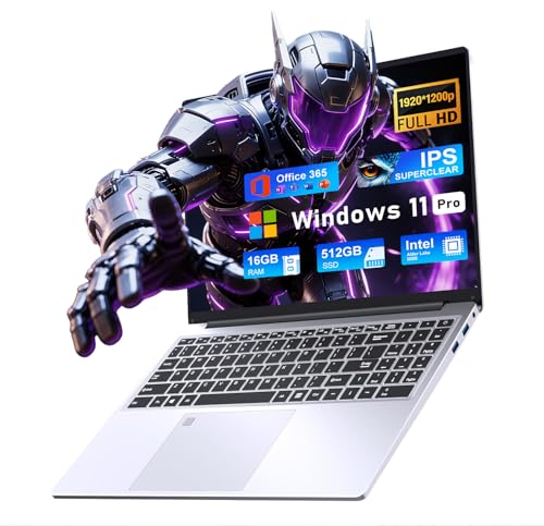 Image of 2026 Gaming Laptop,16 Inch Laptops Computer with Windows 11 Pro & Microsoft Office,16GB RAM 512GB SSD,Intel N100(4C /4T),Backlit Keyboard,Fingerprint,cam|Mic,Portable Thin for College,Student,Work