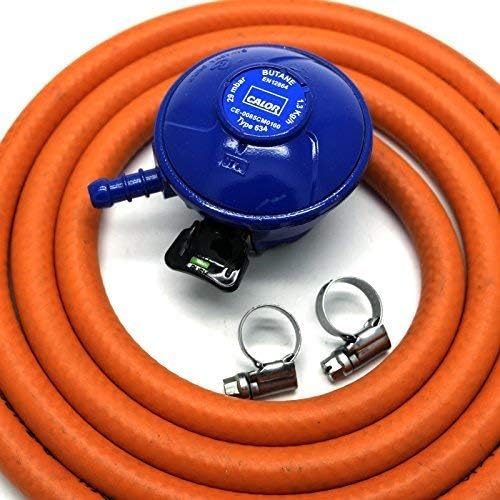 Calor Gas Brand Butane 21Mm Gas Regulator 1Mt Hose & 2 Clips 5 Year