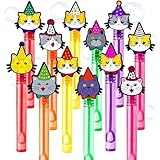Cat Party Favors for Kids – 24PCS Cute Kitten Bubble Wands, Great for Birthday Supplies, Pinata Fillers, Goodie Bags & Classroom Rewards
