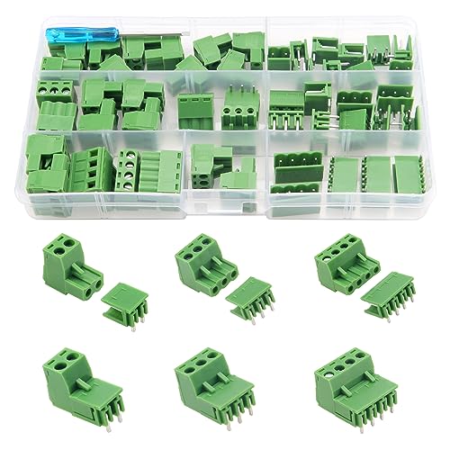 YIXISI 25 Pairs Conectores de Bloque de Terminales Enchufables, 5.08 mm Pitch 2 Pin 3 Pin 4 Pin PCB Tornillo Bloque Terminal Conector, para PCB (Ángulo Recto)