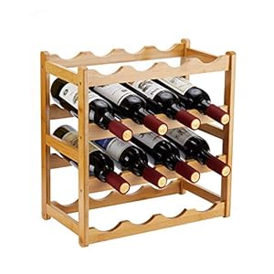 Bamboo Wine Rack, Sturdy and Durable Countertop Wine Storage Cabinet Shelf for Pantry – 4 Tiers 16 Bottle Wine Rack