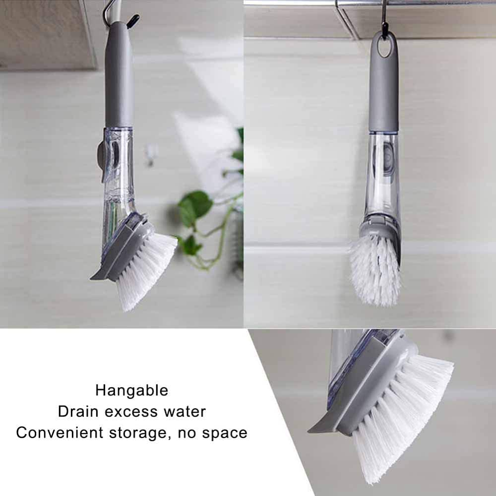 Set di spazzole lavapentole da Cucina, Spazzola lavapentole da Cucina a Manico Lungo con 1 Manico + 1 Testina in Nylon + 2 testine in Spugna