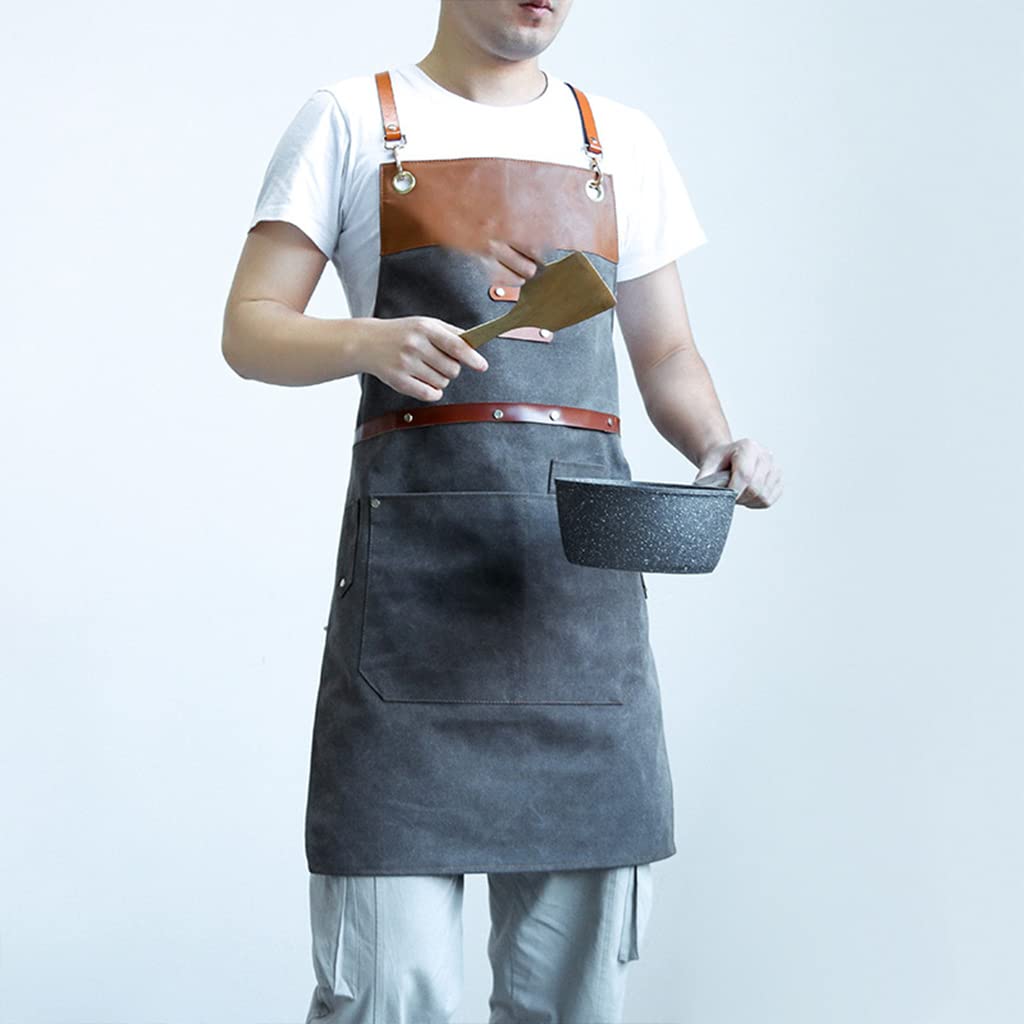 Delantal de chef resistente con correa ajustable en la espalda y... ，Delantales
