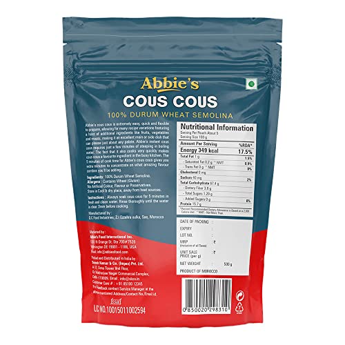 Image of Abbie's Cous Cous Durum Wheat Semolina 500 g, Pack of 2
