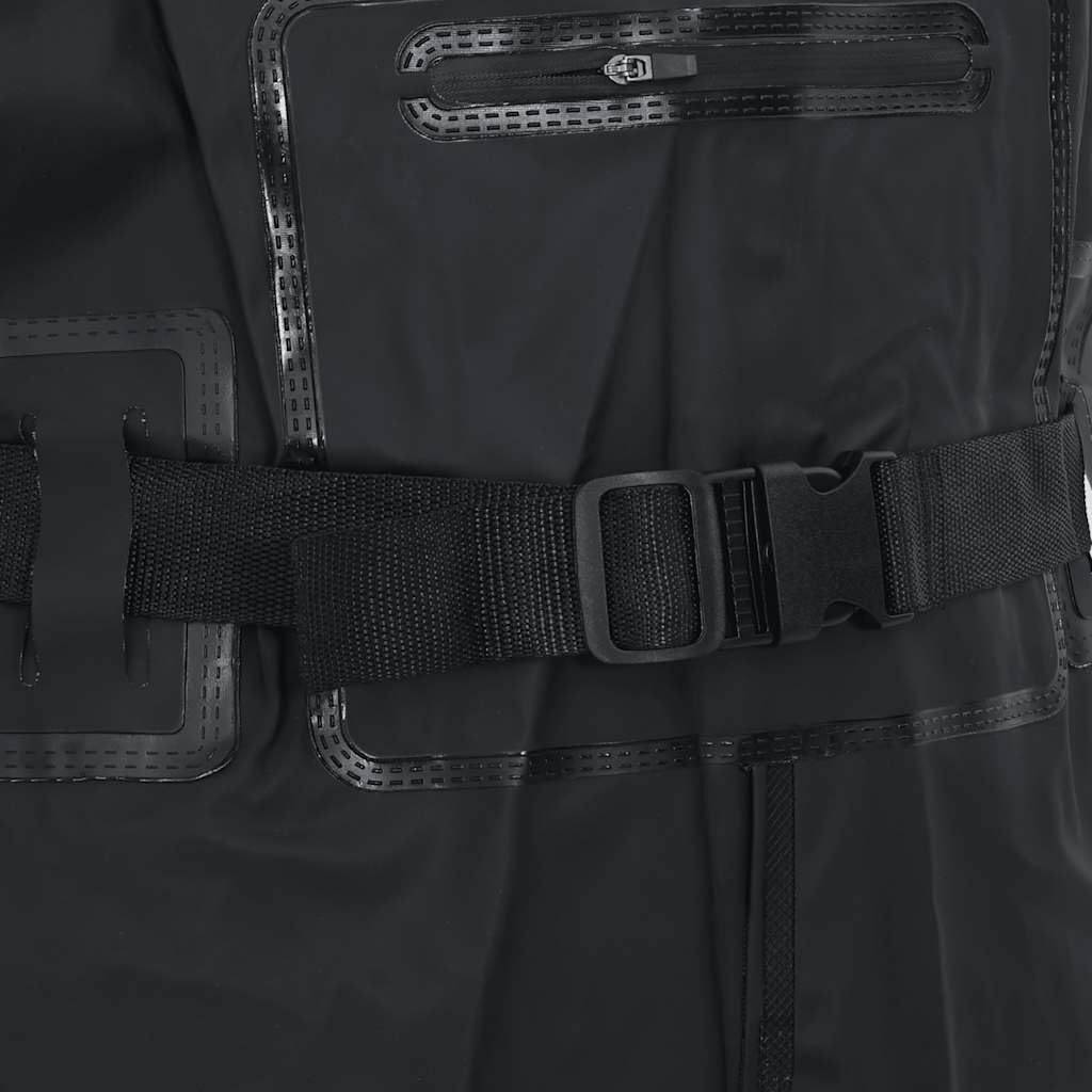Salopette con stivali integrati e cintura, verde scuro, poliestere rivestito in PVC, bretelle regolabili, impermeabili, per pesca, caccia, lavoro all'aperto