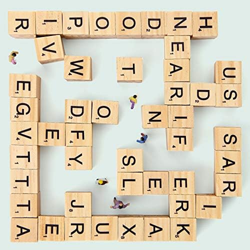 Magicfly 500 Pcs Scrabble Wood Letter Tiles, Wooden Tiles A-Z Capital Letters Perfect for Art & Crafts, Letter Tiles, Spelling, DIY Projects