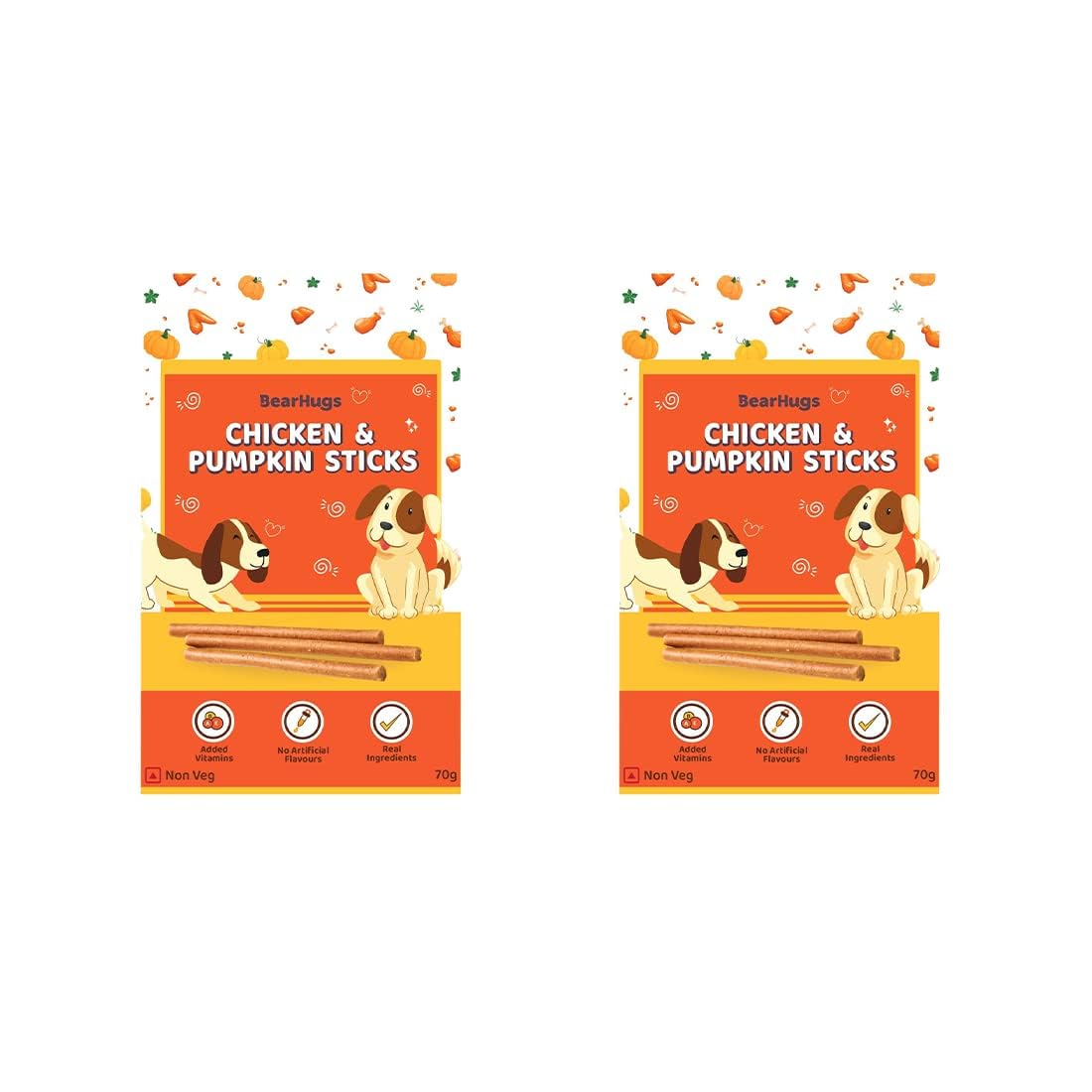 BearHugs Soft & Chewy Sticks with Real Chicken & Pumpkin | Chicken Flavour for Dog and Puppies | All Life Stages (Pack of 2, 140 gm) (B0C4LQY1P3) Amazon Price History, Amazon Price Tracker