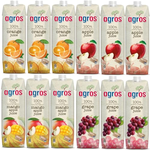 ジュース 詰め合わせ 1Lx12本 (オレンジジュース マンゴーアップルジュース アップルジュース グレープジュース) 果汁100% ギリシャ産 お試し 濃縮還元 業務用
