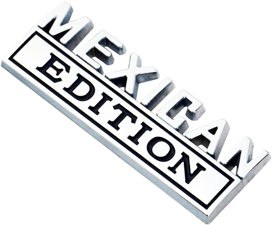 Image of 2X Universal Mexican Edition Emblem 3D Metal Badge Logo for Car /Truck /SUV /Pickup Side Door Fender Rear Liftgate (Chrome Black)