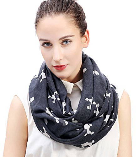 Lina & Lily Poodle Dog Print Women's Infinity Scarf Lightweight