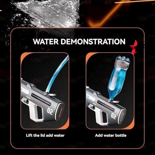 Image of VikriDA 2 in 1 (Manual /Automatic) Electric Water Gun for Holi /Auto Suction - Self Filling, Automatic Water Gun with Lights & 25 FT Range - Multicolor