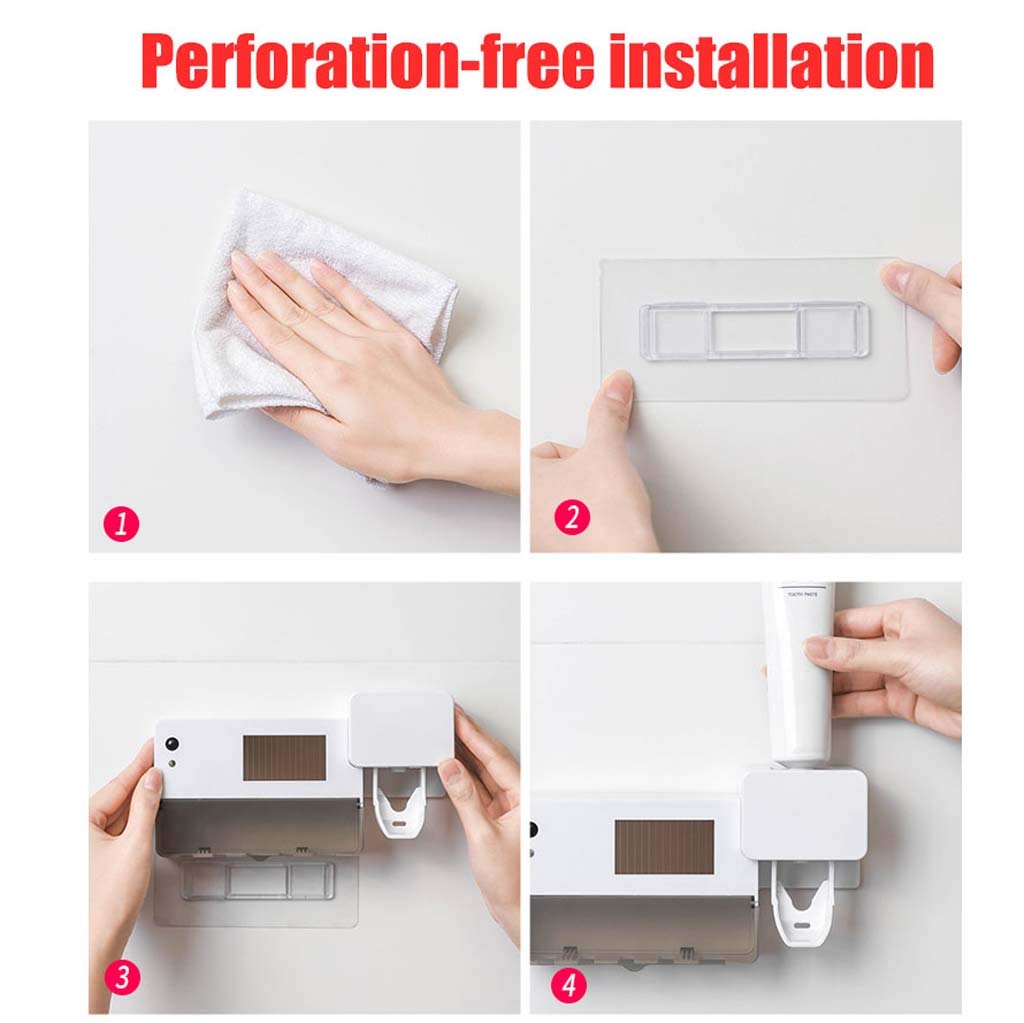 TJH Smart - Supporto per la disinfezione degli spazzolini da Denti, da Parete con Raggi UV, sterilizzatore per spazzolini da Denti elettrici, Installazione Senza perforazioni