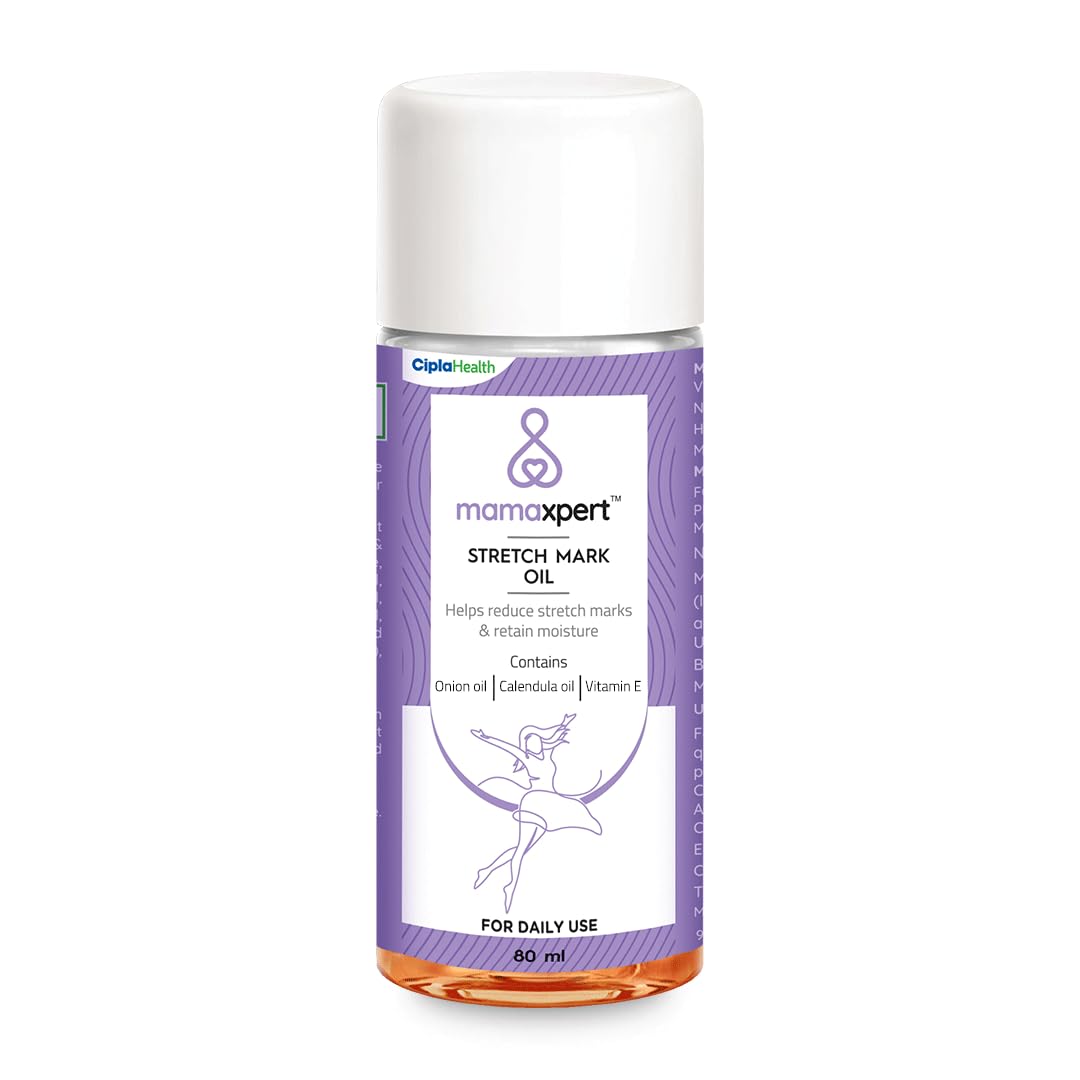 Cipla Mamaxpert Stretch Mark Oil, 80ml | Helps Reduce Stretch Marks & Retain Moisture