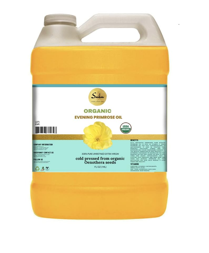 SULU ORGANICS 4 LBS 100% Pure Unrefined Cold Pressed Virgin Evening Primrose Oil 12% GLA
