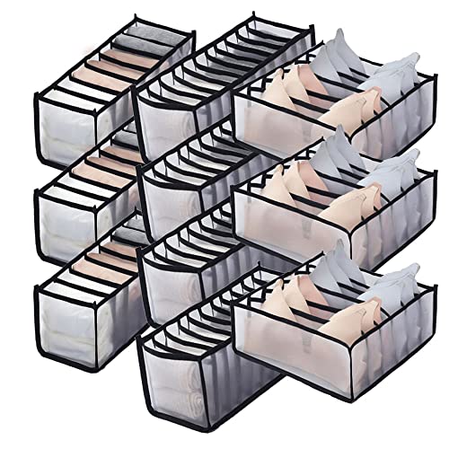 HSLFUAI Clothing Storage Set for Socks, Underwear,Bra, Black, 10PCS