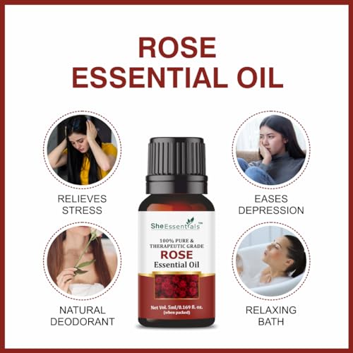She Essentials Tea Tree, Rosemary, Lavender, Rose & Sandalwood Essential Oils | For Skin, Face, Hair & Aromatherapy | Reduces Acne, Wrinkles & Promotes Hair Growth | Suitable... - Image 5